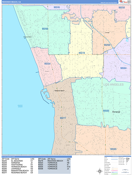 Redondo Beach Map Color Cast Style